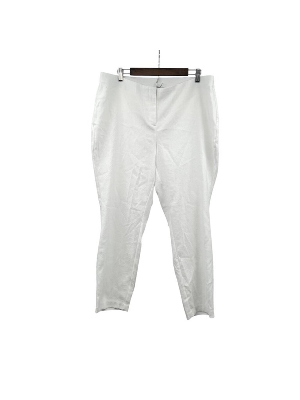 Alfani Womens Textured Dress Pants White Tapered Size 18W